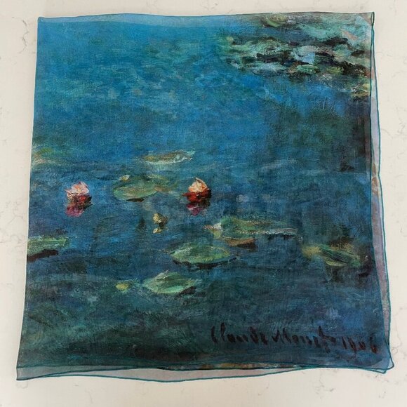 The Art Institute of Chicago 35" x 35" Claude Monet Print Fabric Scarf no tags - Picture 1 of 9
